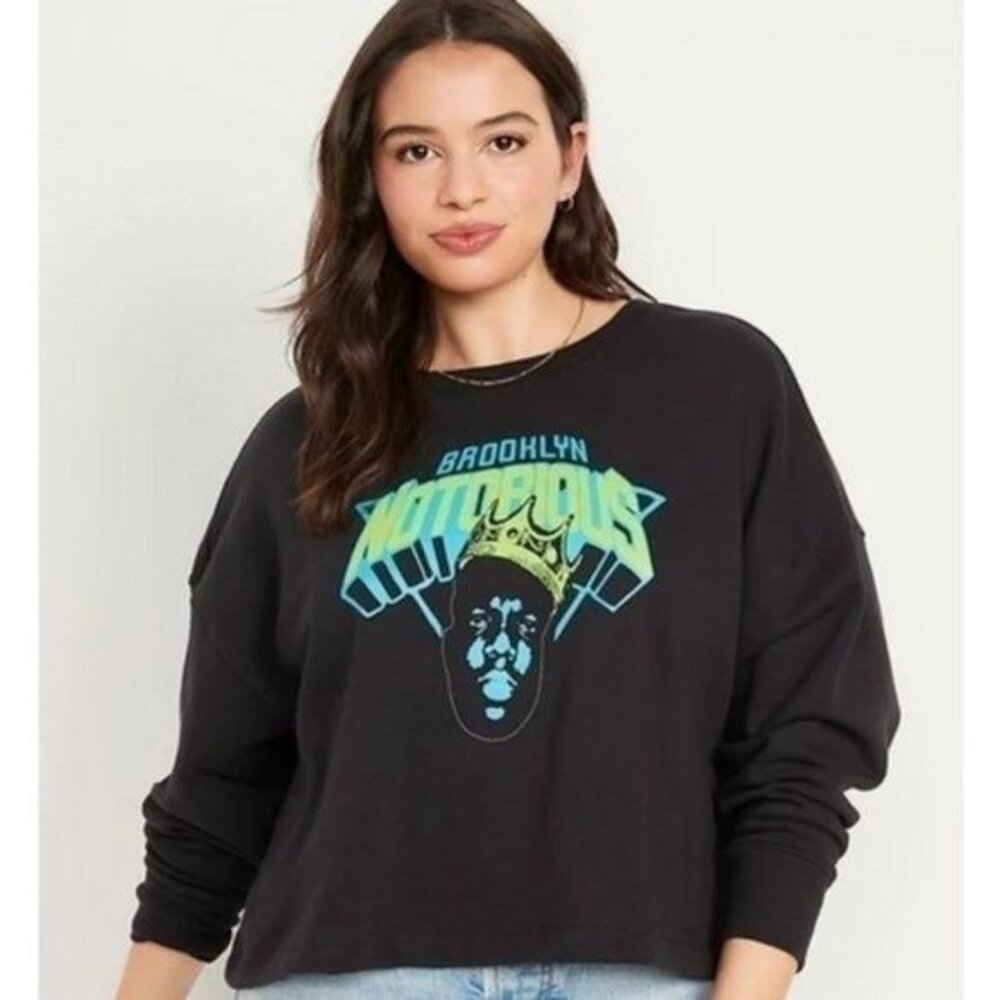 Brooklyn Notorious Graphic Black Women's Long Sleeve Top